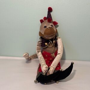 Mark Roberts Whimsical Jester Monkey Plush Doll